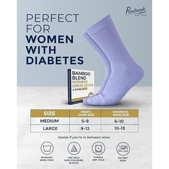 Women's Pembrook Bamboo Viscose Socks 4-Pack - Lt Blue/Blue/Purple/Pink - Medium - Picture 2 of 4